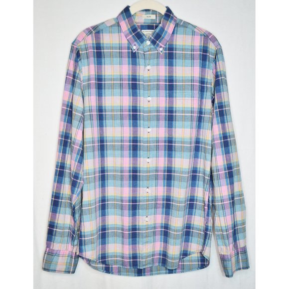 J. Crew Slim Fit Plaid 100% Cotton Long Sleeve Button Down Shirt Preppy Size S - Picture 1 of 5